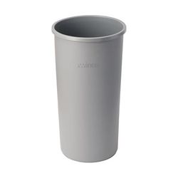 Winco PTCR-22G 22 Gallon Round Trash Can - Plastic, Gray