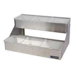 San Jamar B4706INL 6 Compartment Bar Garnish Tray - Notched Lid, Silver