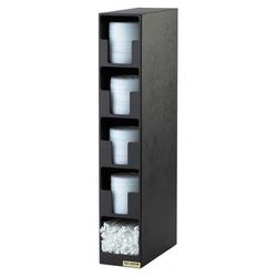 San Jamar L2204 Dimension Lid Tower, 4 Lid, 1 Straw, Black Poly