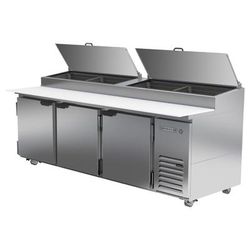 Beverage-Air DP93HC 93" Hydrocarbon Series Pizza Prep Table w/ Refrigerated Base, 115v, 4 Full Size Pan Capacity, Stainless Steel