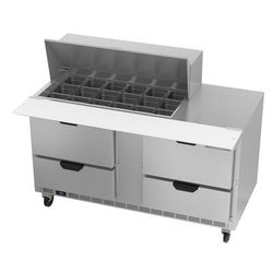 Beverage-Air SPED60HC-18M-4 60" Hydrocarbon Series Mega Top Sandwich/Salad Prep Table w/ Refrigerated Base, 115v, Stainless Steel