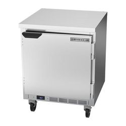 Beverage-Air WTR27HC-FLT 27" Worktop Refrigerator w/ 1 Section, 115v, Self-Contained Condenser, Flat Worktop, Silver