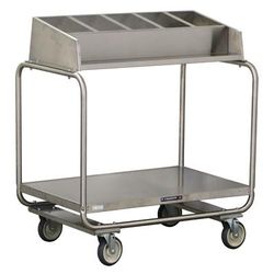 Lakeside 216 Tray & Silver Cart w/ Angle Frame & (5) 1/4 Size Pans, Stainless Steel