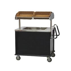 Lakeside 667 47 3/4" Breakfast Cart w/ Ice Bin & Overhead Shelf - 28 1/4"D x 59 1/2"H, Black