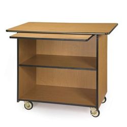 Lakeside 67109 45 1/2" Mobile Enclosed Beverage Service Cart w/ 3 Levels & Pull Out Shelf - Wood, Maple, Brown