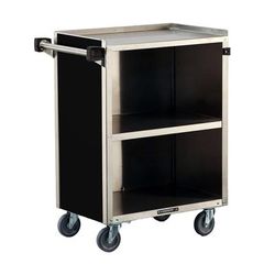 Lakeside 810 BLK 28 1/4"L Metal Bus Cart w/ 3 Levels, Shelves, Black