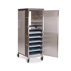 Lakeside 847 1 Compartment Enclosed Compact Tray Truck w/ 2 Doors, 20 Trays, Ambient, Stainless Steel