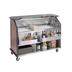 Lakeside 886 HRMAP 63 1/2" Portable Bar w/ (2) 40 lb Ice Bin, Speed Rail, Hard Rock Maple, Two Insulated Ice Bins, Beige