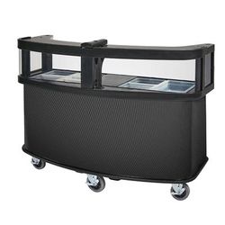 Cambro CVC75W13 75"W Open Well Vending Cart w/ Safety Barrier & Umbrella Hole - Polyethylene, Carbon Fiber, 75" x 33-1/2" x 53-1/8", Gray