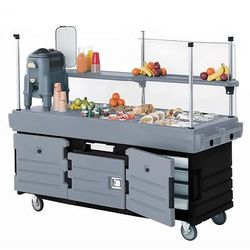 Cambro KVC854426 85 1/8" CamKiosk Food Cart w/ (4) FullSize Food Pan Capacity, Black/Gray