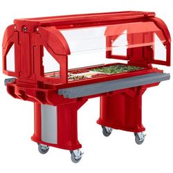 Cambro VBRHD5158 52 9/32" Versa Food Bar Cold Food Bar - 4 Pan Capacity, Floor Model, Hot Red, Heavy-Duty Casters