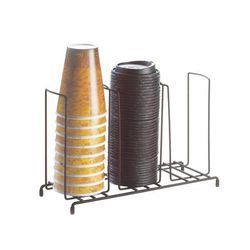 Cal-Mil 1229 Cup & Lid Organizer, (3) Compartment, All Cup Types, 13" x 4 1/2" x 8 1/2", Black Iron Frame