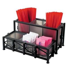 Cal-Mil 1252 Rectangular 6 Compartment Condiment Jar Display - Clear/Black