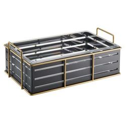 Cal-Mil 22085-12-90 Ice Housing w/ Clear Plastic Ice Pan - 22"W x 13 1/2"D x 6 3/4"H, Wire Frame, Black/Gold
