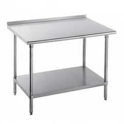 Advance Tabco FLG-3611 132" 14 ga Work Table w/ Undershelf & 304 Series Stainless Steel Top, 1 1/2" Backsplash