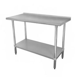 Advance Tabco FMG-3612 144" 16 ga Work Table w/ Undershelf & 304 Series Stainless Steel Top, 1 1/2" Backsplash