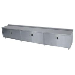 Advance Tabco HK-SS-3612 144" Enclosed Work Table w/ Swing Doors & 5" Backsplash, 36"D, Stainless Steel