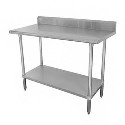 Advance Tabco KLAG-242-X 24" 16 ga Work Table w/ Undershelf & 430 Series Stainless Steel Top, 5" Backsplash