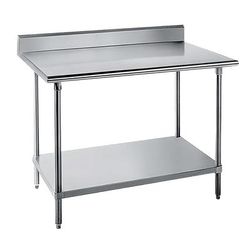 Advance Tabco KLG-240 30" 14 ga Work Table w/ Undershelf & 304 Series Stainless Steel Top, 5" Backsplash