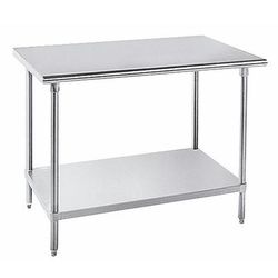 Advance Tabco SAG-3612 144" 16 ga Work Table w/ Undershelf & 430 Series Stainless Steel Flat Top