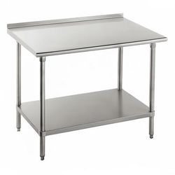 Advance Tabco SFG-369 108" 16 ga Work Table w/ Undershelf & 430 Series Stainless Steel Top, 1 1/2" Backsplash