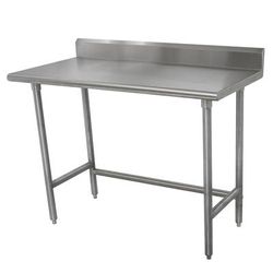 Advance Tabco TKLAG-248 96" 16 ga Work Table w/ Open Base & 430 Series Stainless Steel Top, 5" Backsplash