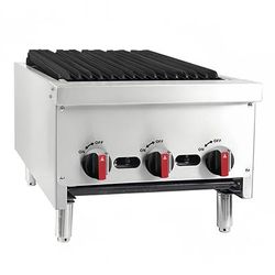 Bakemax BACGG18-2 18" Gas Charbroiler w/ Cast Iron Grates, Convertible, Stainless Steel, Gas Type: Convertible