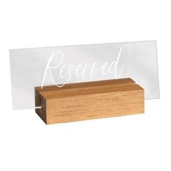 Cal-Mil 22335-99 Reserved Tabletop Sign - 5 3/4"L x 1 1/2"W x 2 1/2"H, Acrylic/Rustic Pine, Brown