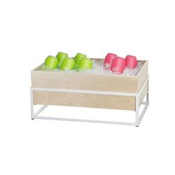 Cal-Mil 22362-6-15 Rectangular Ice Housing w/ Maple Wood Pan - 6 3/4"L x 6"W x 7 3/4"H, White Metal Frame
