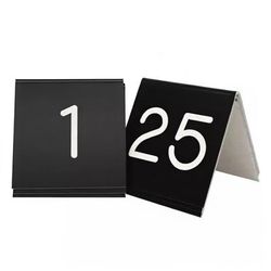 Cal-Mil 271C-2 Tabletop Number Tent - 51 to 75, 3 1/2"W x 5"H, Plastic, Black/White