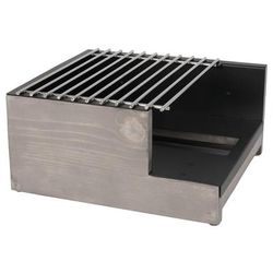 Cal-Mil 3435-110 Butane Stove Frame - 12 3/4" x 14 3/4" x 6 1/2", Gray Washed Pine Wood/Sleek Black Metal