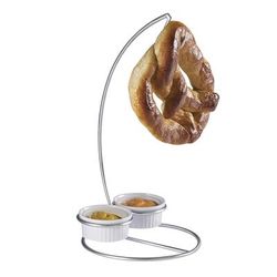 Cal-Mil 4201 Single Pretzel Holder w/ 2 Melamine Ramekins, Silver