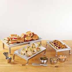 American Metalcraft AS20 Adjustable Rectangular Display Stand - 12 1/8"L x 7 1/4"W x 3"H, Stainless, Silver