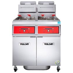 Vulcan 2VK65AF Commercial Gas Fryer - (2) 70 lb Vats, Floor Model, Liquid Propane, 2 Unit, Solid State Analog Controls, Stainless Steel, Gas Type: LP