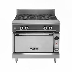 Vulcan V336HC LP 36" Commercial Gas Range w/ 3 Hot Tops & Convection Oven, Liquid Propane, Stainless Steel, Gas Type: LP