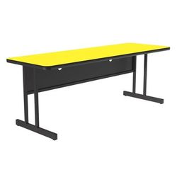Correll CS2460-38-09-09 Rectangular Desk Height Work Station, 60"W x 24"D - Yellow/Black T-Mold