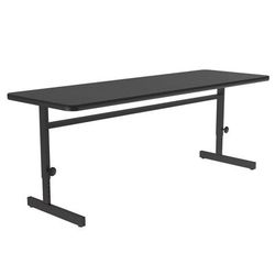 Correll CSA2460-07-09-09 Rectangular Adjustable Height Work Station, 60"W x 24"D - Black Granite/Black T-Mold