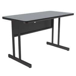 Correll WS2460-15-09-09 Rectangular Desk Height Work Station, 60"W x 24"D - Gray Granite/Black T-Mold
