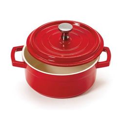 GET CA-002-RW/CC Heiss 8 oz Ceramic Coated Aluminum Mini Braising Pot, Red