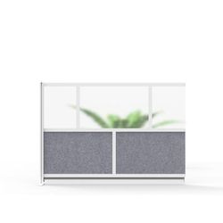 Luxor MW-7048-XFCG Modular Room Divider Add On Wall w/ PET & Acrylic Panels, 70"W x 48"H, Gray