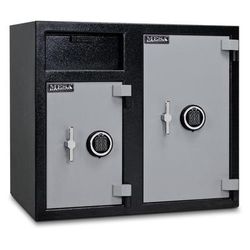 Mesa MFL2731EE BLKGR 6.7 cu ft 2 Compartment Drop Safe w/ Electronic Lock, Steel, Black / Grey
