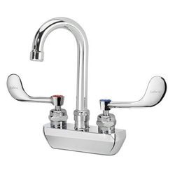 Krowne 14-400L-W-E2 Wall Mount Faucet w/ 3 1/2" Gooseneck Spout & VR Wrist Action Handles - 4" Centers, 0.5 GPM