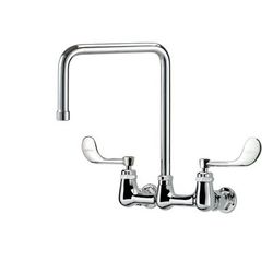 Krowne 14-832L-W-F2 Wall Mount Faucet w/ 8 1/2" Double Bend Spout & VR Wrist Action Handles - 8" Centers, 1.5 GPM