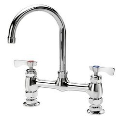 Krowne 15-801L-L-E6 Raised Deck Mount Faucet w/ 6" Gooseneck Spout & Lever Handles - 8" Centers, 2.2 GPM