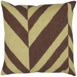 Snana 18" Square Modern Wool Olive/Dark Brown Throw Pillow - Boutique Rugs