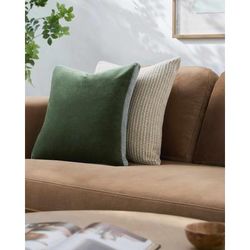 Tamir 18" Square Modern Cotton Lunar Green/Medium Gray/Taupe/Slate Blue/Gray Throw Pillow - Boutique Rugs