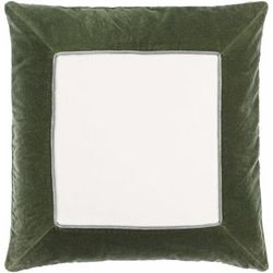 Rahiq 18" Square Modern Cotton Off White/Lunar Green/Light Silver Throw Pillow - Boutique Rugs