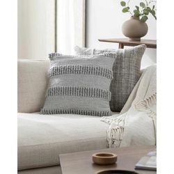 Lilia 20" Square Modern Light Gray/Sterling Gray/Off White Outdoor Throw Pillow - Boutique Rugs