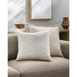 Taara 22" Square Cottage Cotton Slate Gray Taupe/Off White/Ash/Sage Throw Pillow - Boutique Rugs