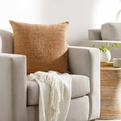 Karan 22" Square Modern Camel/Peach/Caramel Throw Pillow - Boutique Rugs